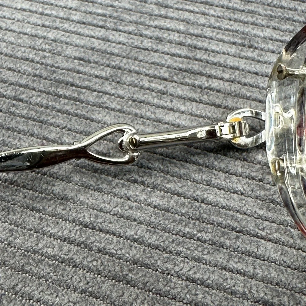Zyloware Vintage Clear Cat Eye Eyeglasses Silver Metal Tortoise Temples 144